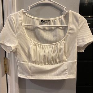 Shein white ribbed blouse size small